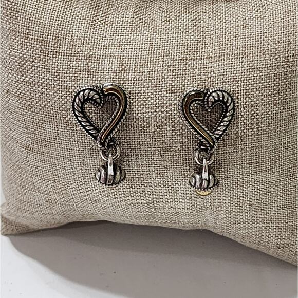 Brighton filigree silver plated Mixed Metals Heart dangle drop earrings - Picture 2 of 5